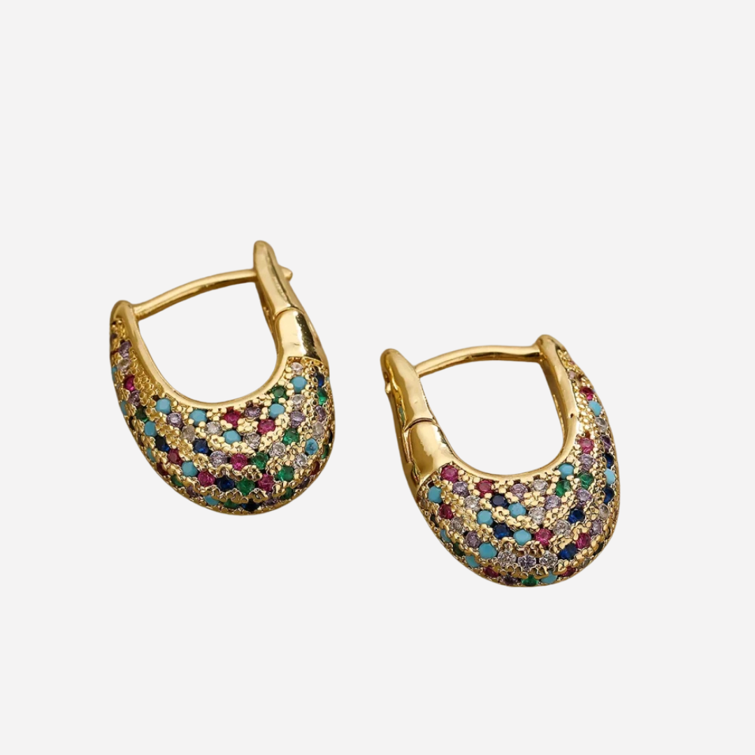 Elegant Colourful Inlaid Crystals Earrings