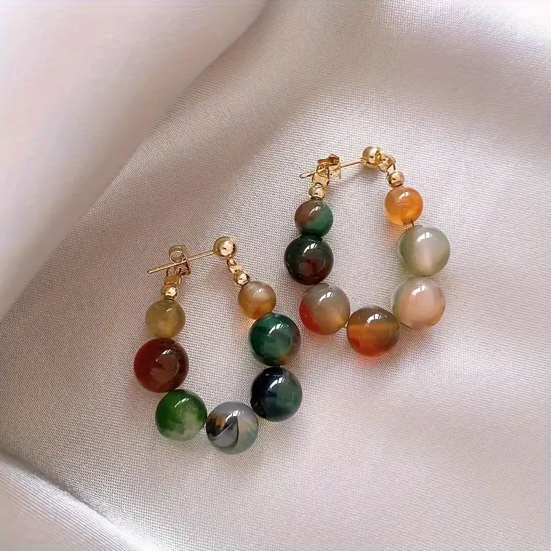 Colourful Stones Hoop Earrings