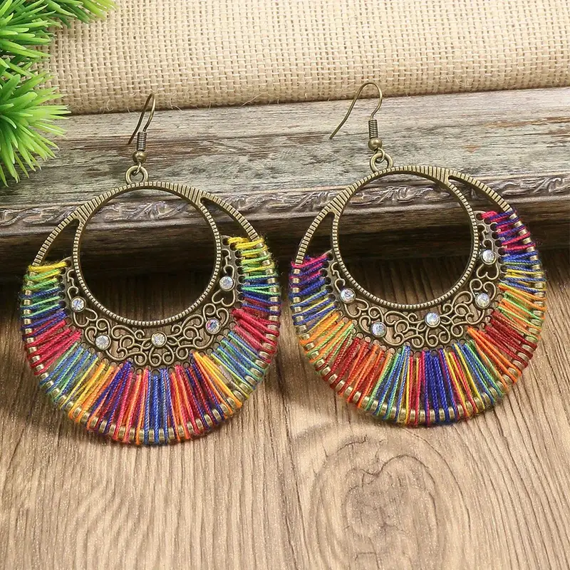 Colourful Hoop Crescent Earrings