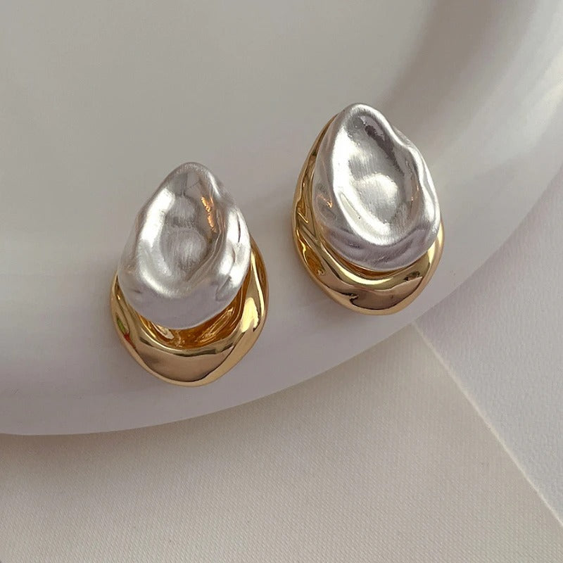 Earrings with Baroque Pearl Inlay