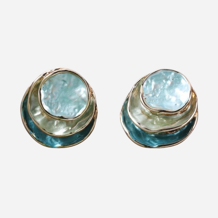 Vintage Handpainted Multi Layered Rounded Earrings