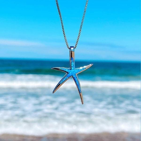 Blue Opal Starfish Necklace