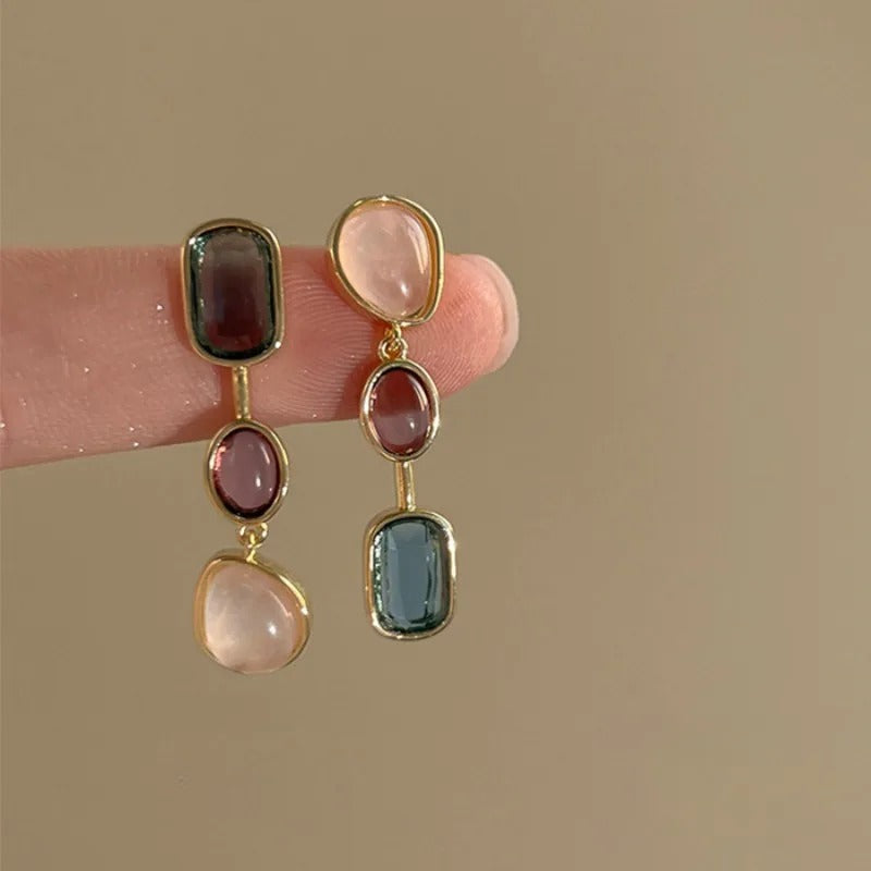 Retro Earrings with Gemstones