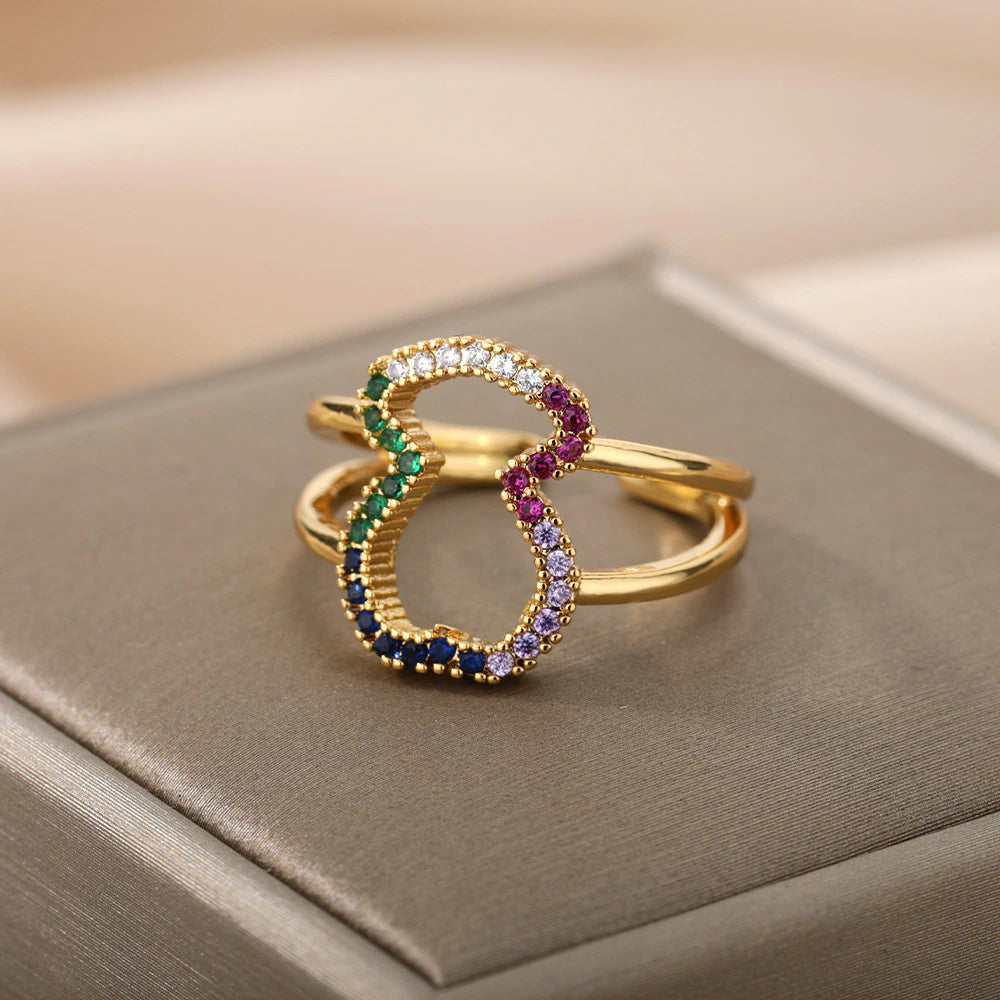 Teddy Bear Ring with Coloured Zircons