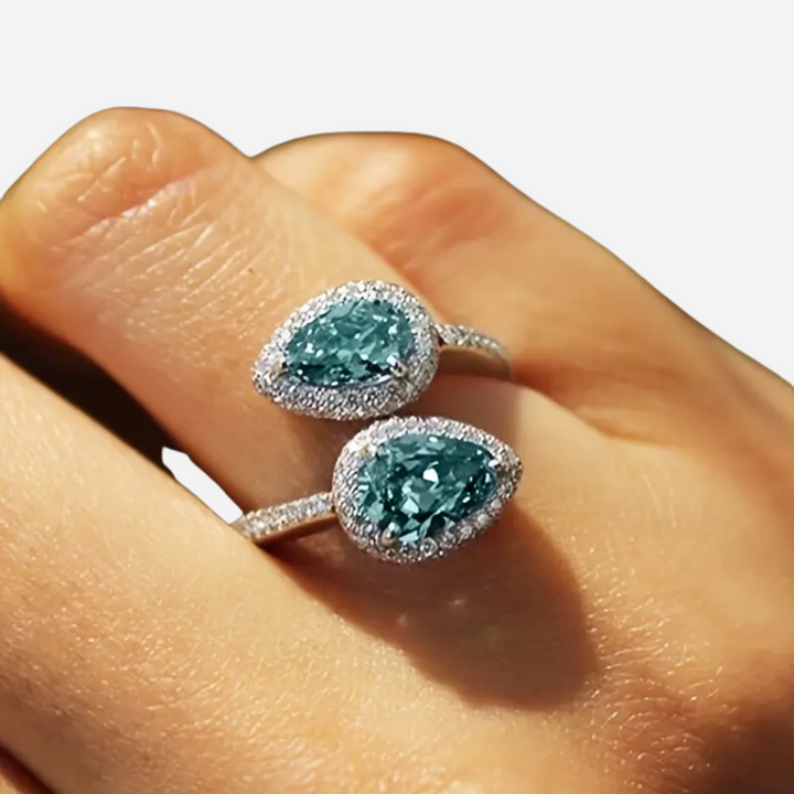 Open Blue Zirconia Drop Ring