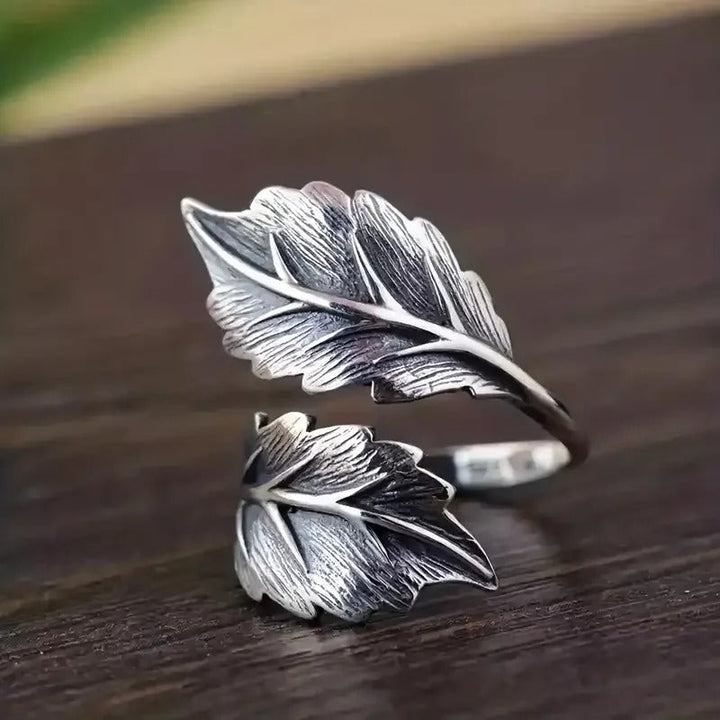 Adjustable Retro Leaf Ring
