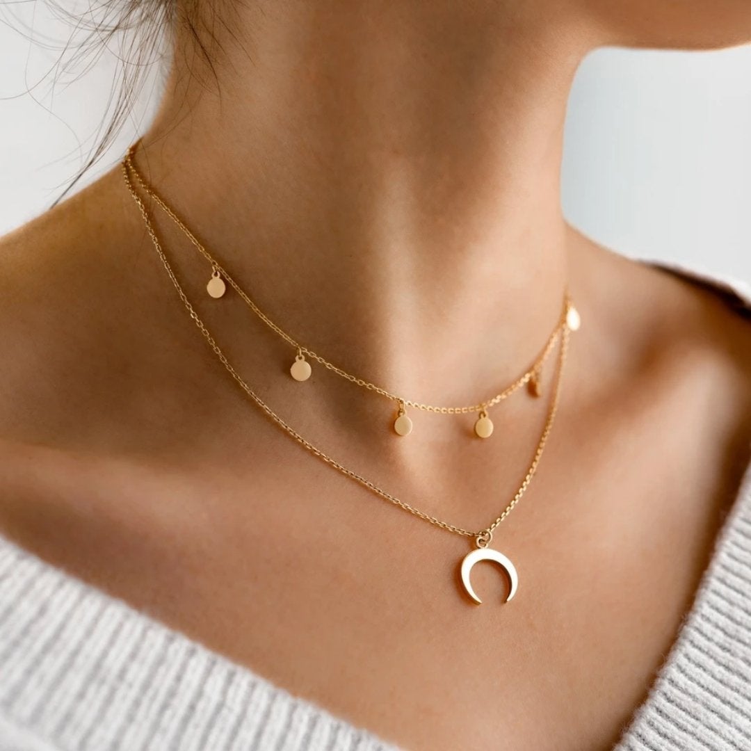 Moon Necklace in Gold Tone