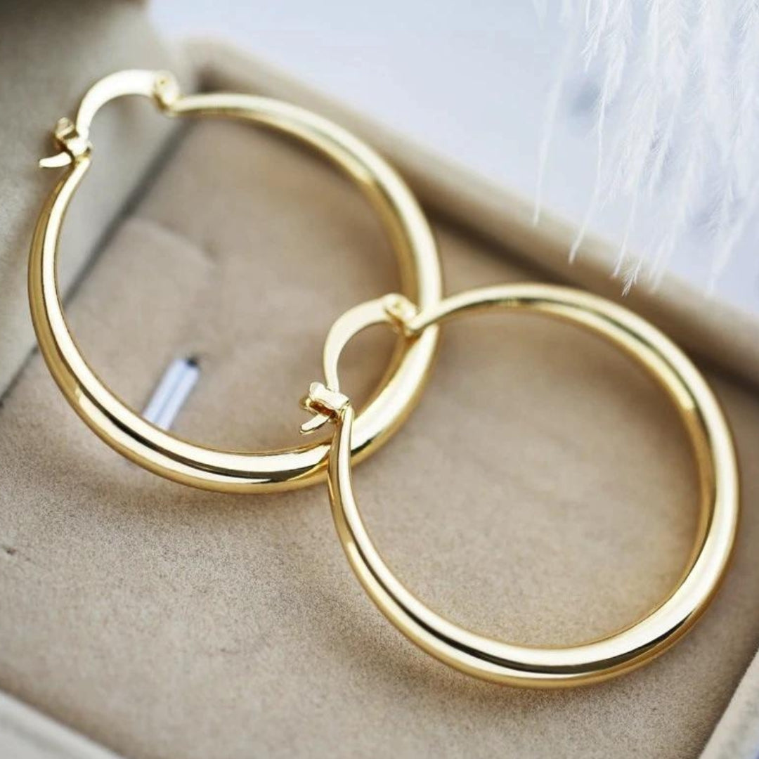 Large Gold-Plated Hoop Earrings