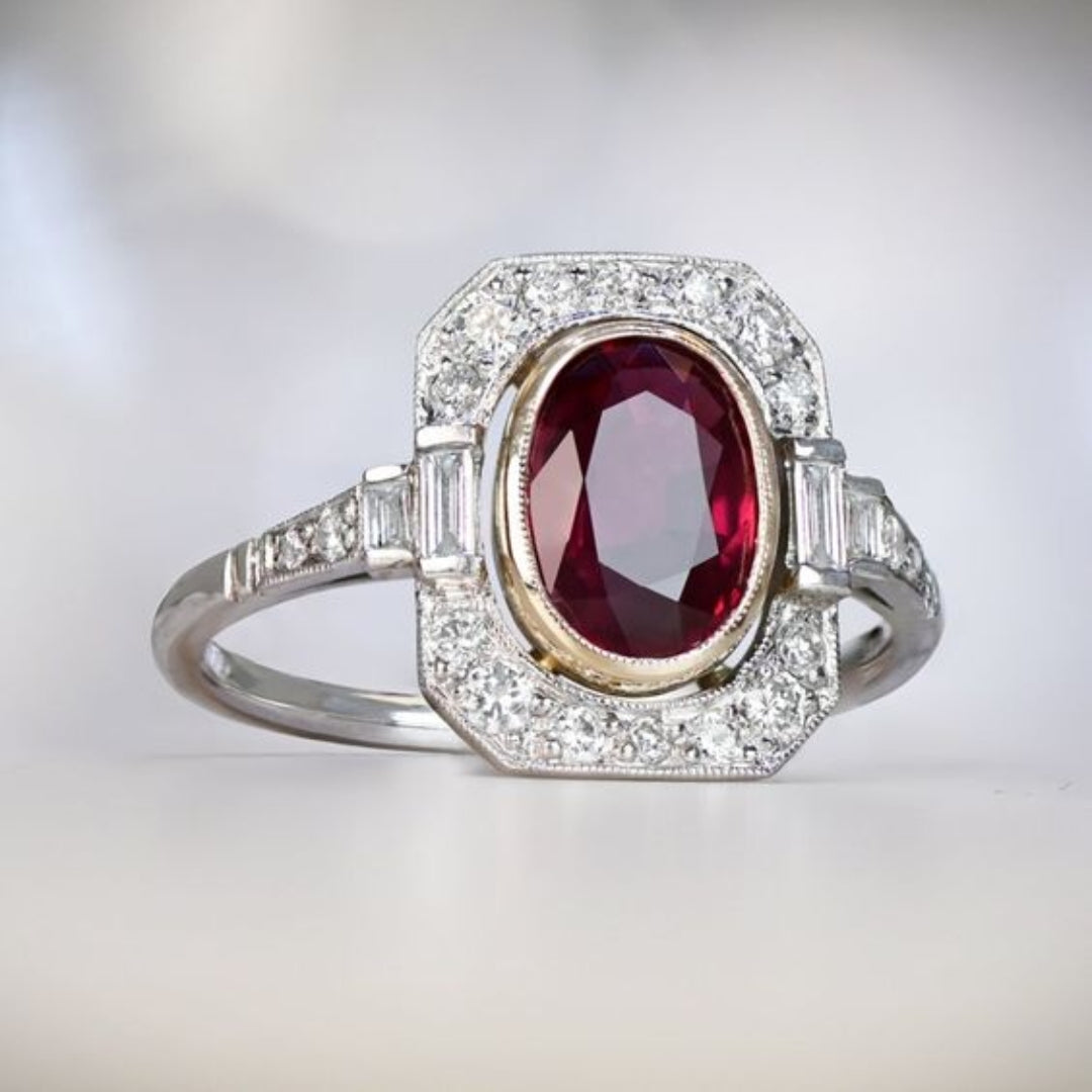 Vintage Red Zirconia Ring