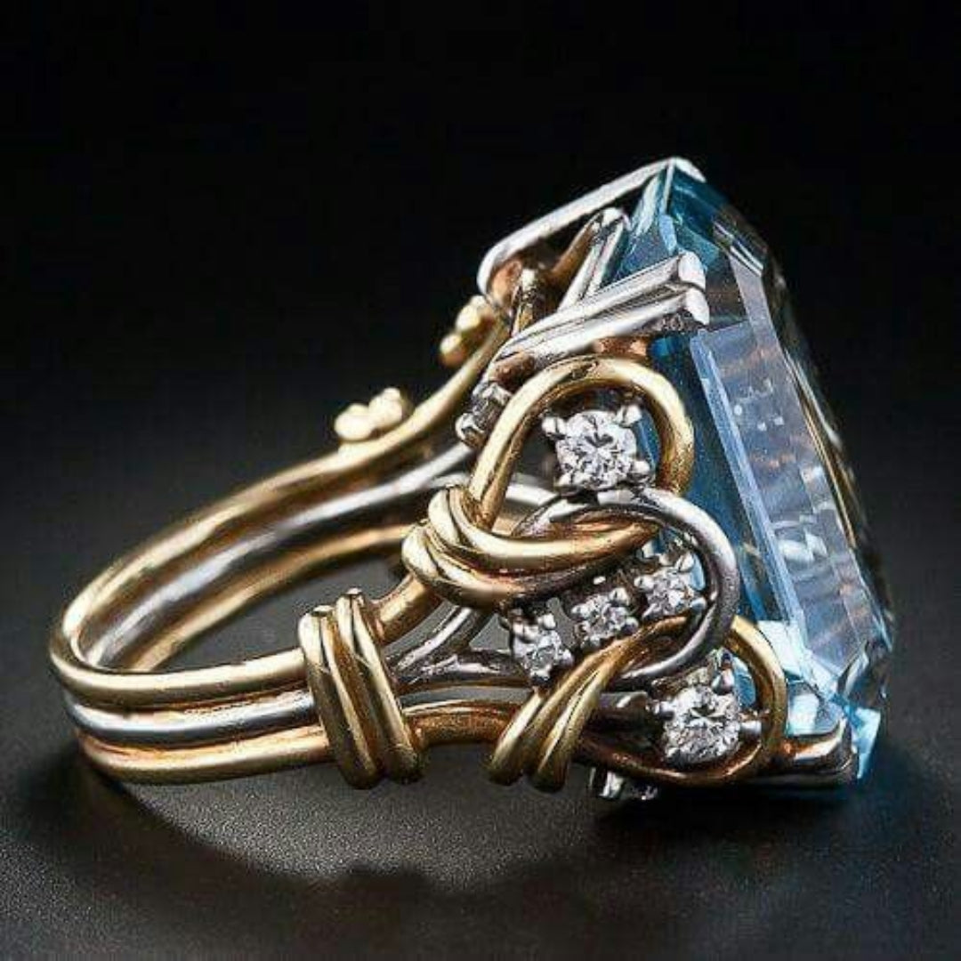 Vintage Blue Zirconia Layered Ring