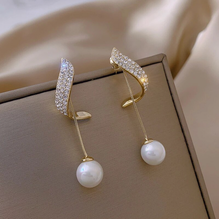 Pearl and Zirconia Dangle Earrings