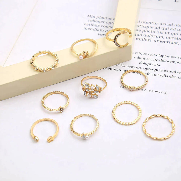 10 Pack of Bohemian Silver and Gold Rings