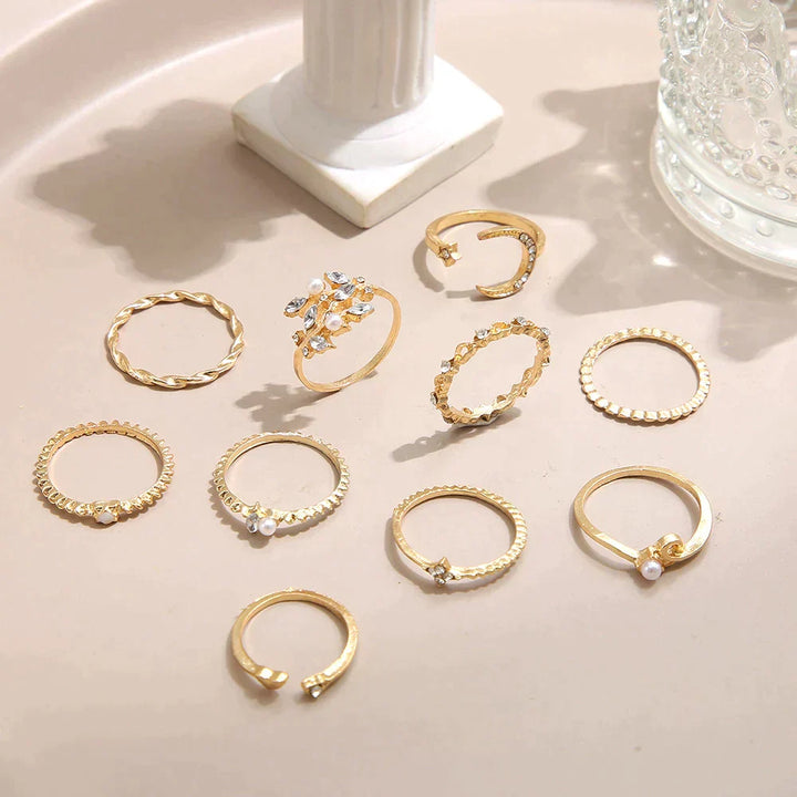 10 Pack of Bohemian Silver and Gold Rings