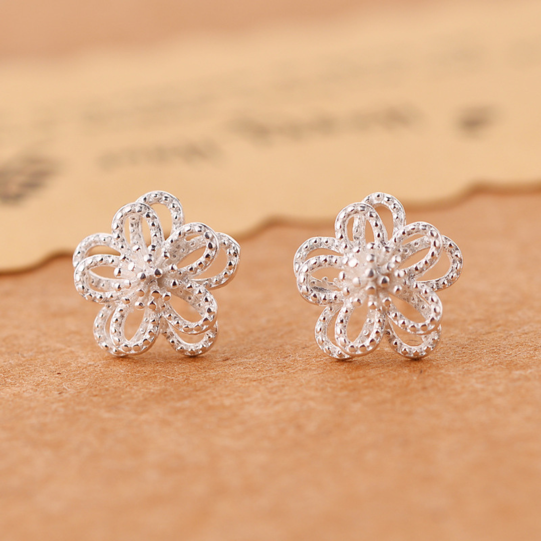 Fine Flower Earrings with Petals