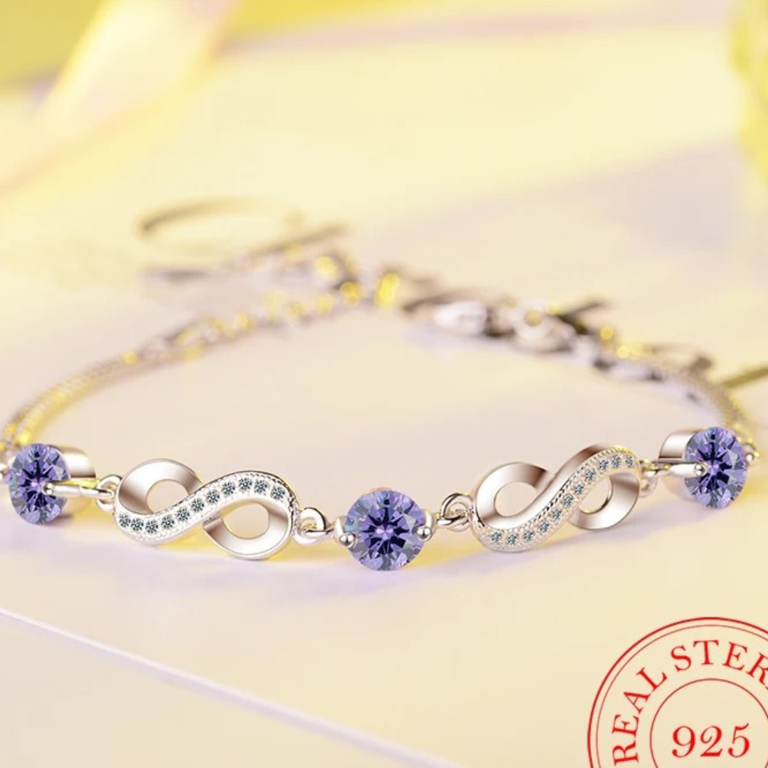 Thin Infinity Bracelet with Zirconia Stones