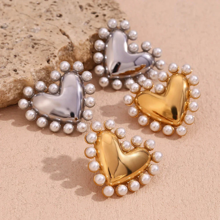 Pearl Heart Earrings