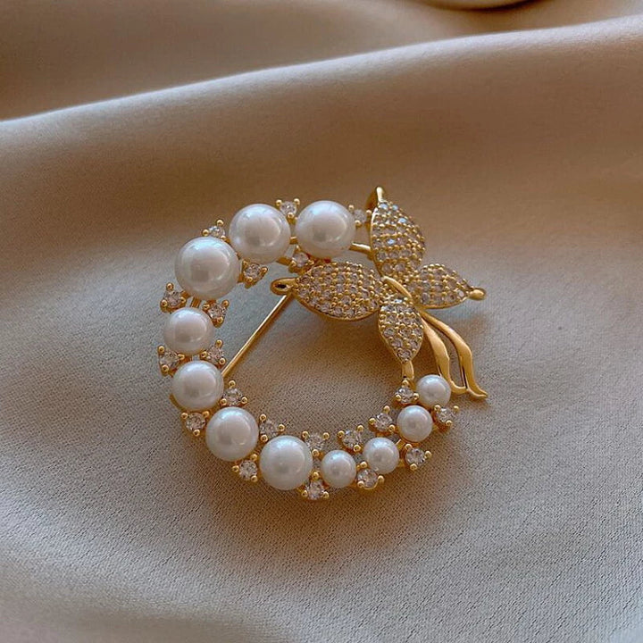 Vintage Butterfly Brooch with Pearls