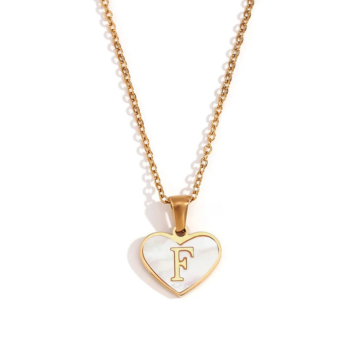 Heart Shell Letter Pendant Necklace