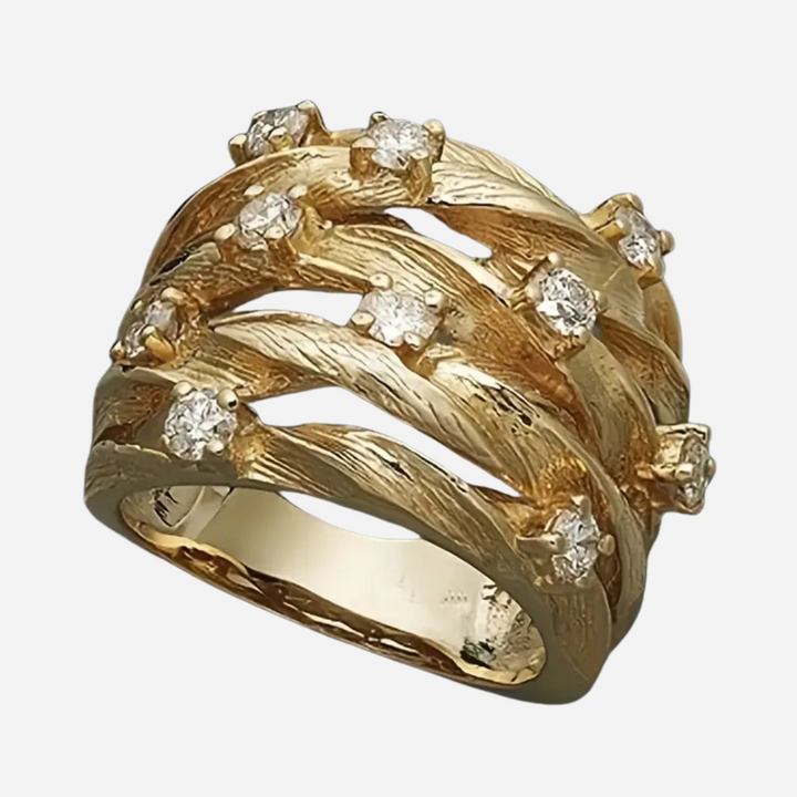 Layered Golden Zirconia Ring