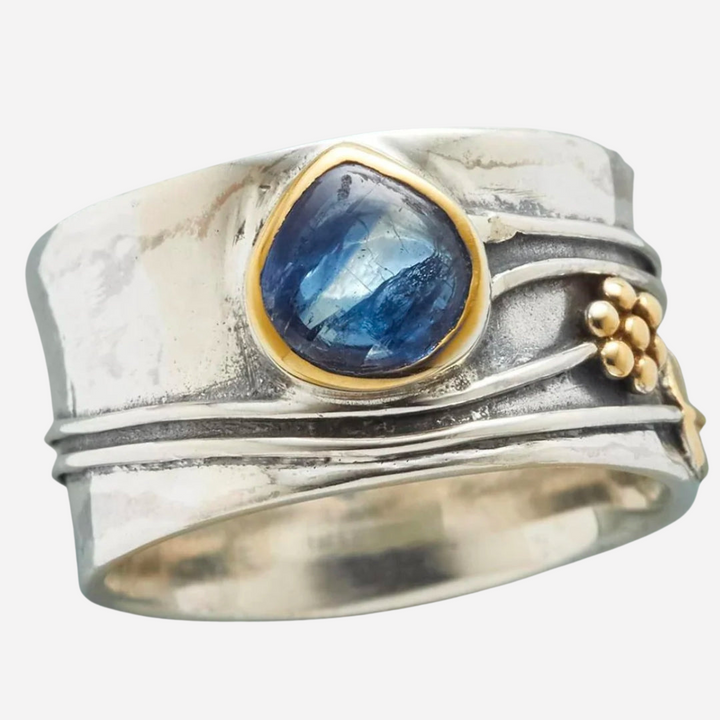 Boho Ring in Silver with Blue Stone
