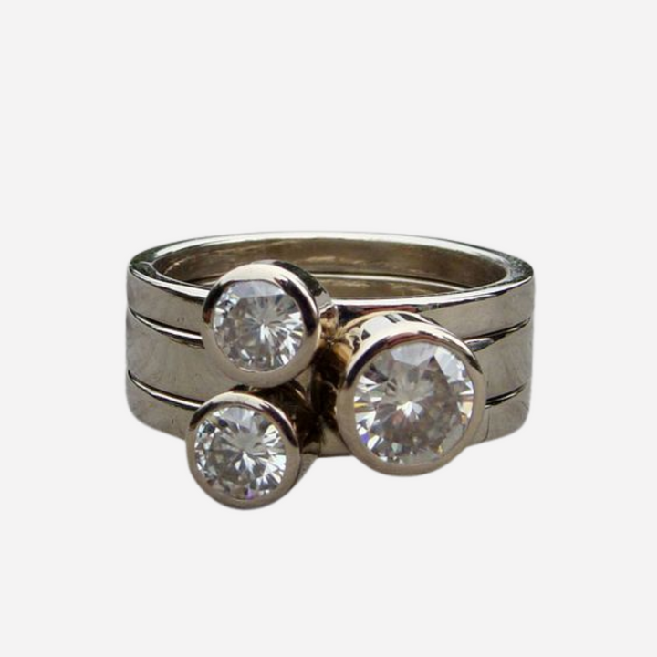 Vintage Triple Zirconia Layered Ring