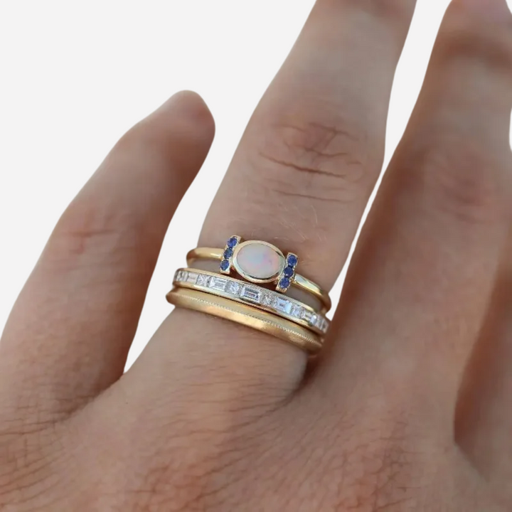 Vintage Golden Opal Ring Set