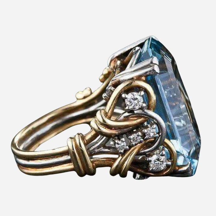 Vintage Blue Zirconia Layered Ring