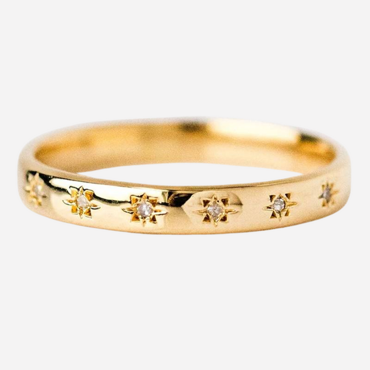 Stainless Steel Gold & Zirconia Ring