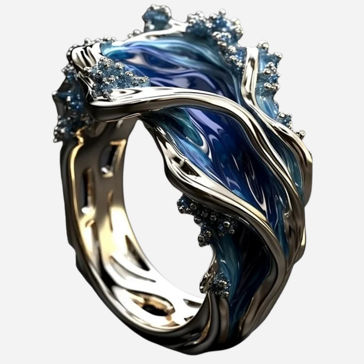 Vintage Golden Ocean Wavy Ring