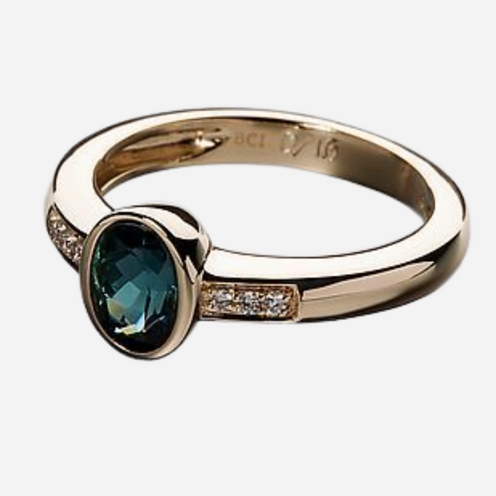 Vintage Blue Inlaid Crystal Ring