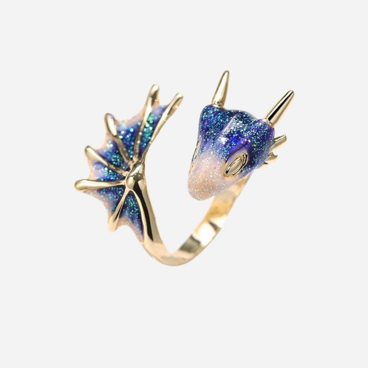 Adjustable Dragon Ring with Hand Painted Enamel