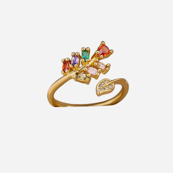 Adjustable Ring with Multicoloured Zirconia Flower