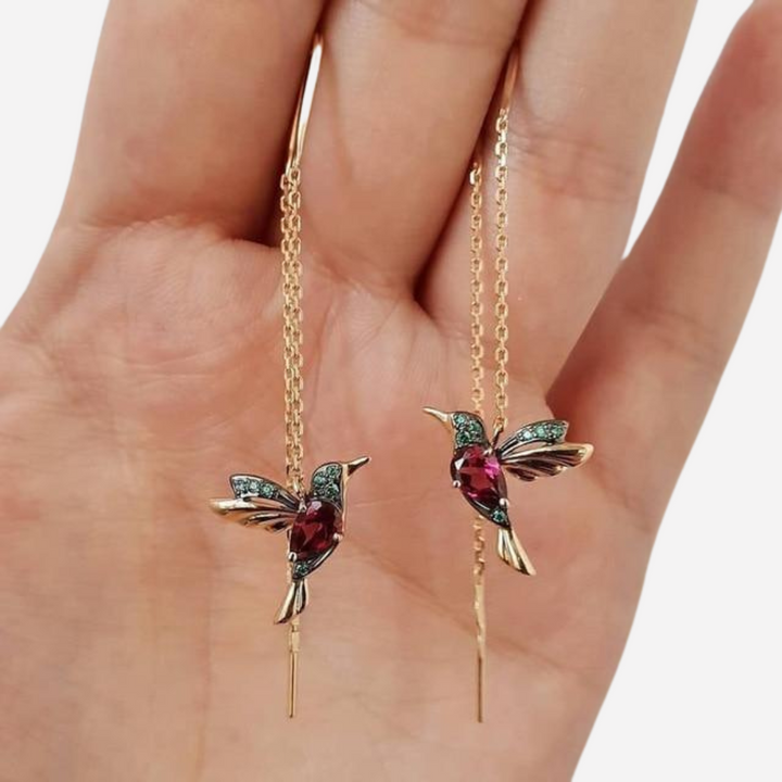 Hummingbird Enamel and Zirconia Earrings