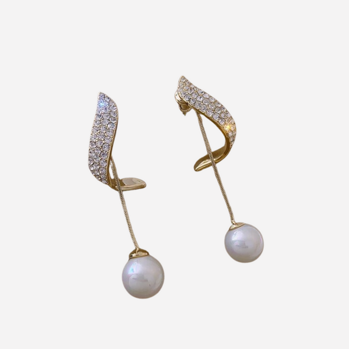 Pearl and Zirconia Dangle Earrings