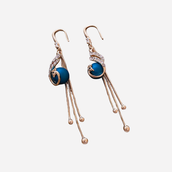 Peacock-Inspired Blue Pearl Earrings
