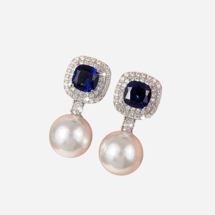 Shiny Cubic Earrings with Pearls