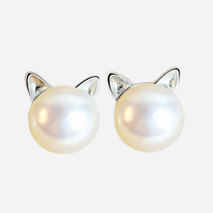 Cultured Pearl Kitten Earrings