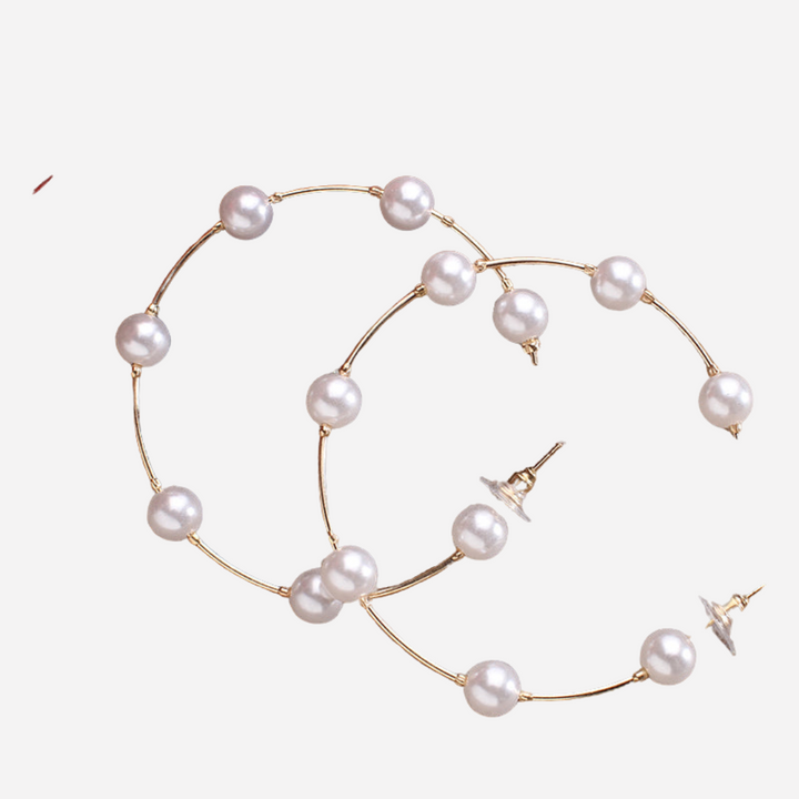 Pink Pearl Hoop Earrings
