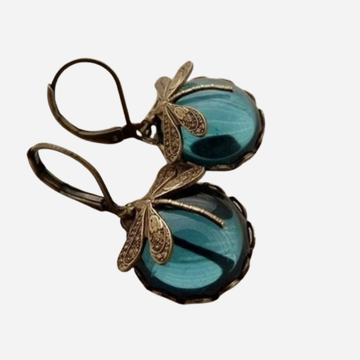 Vintage Dragonfly Earrings with Natural Zirconia