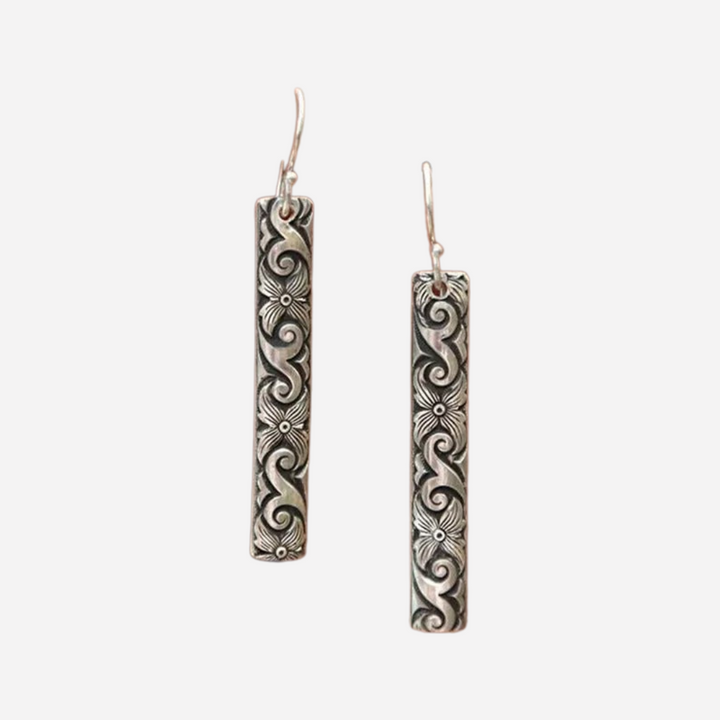 Rectangular Earrings with Natural Engravings