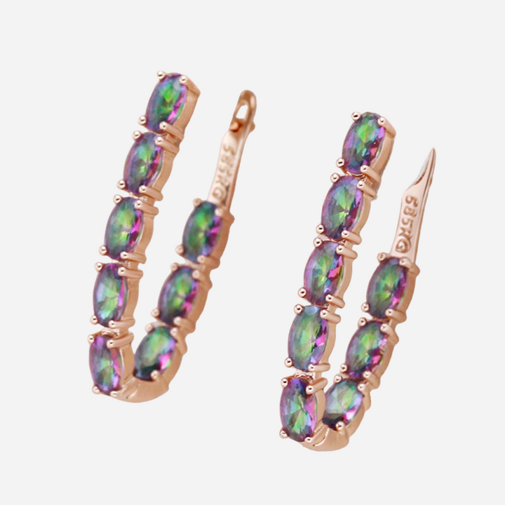 Teardrop Earrings with Coloured Zircons