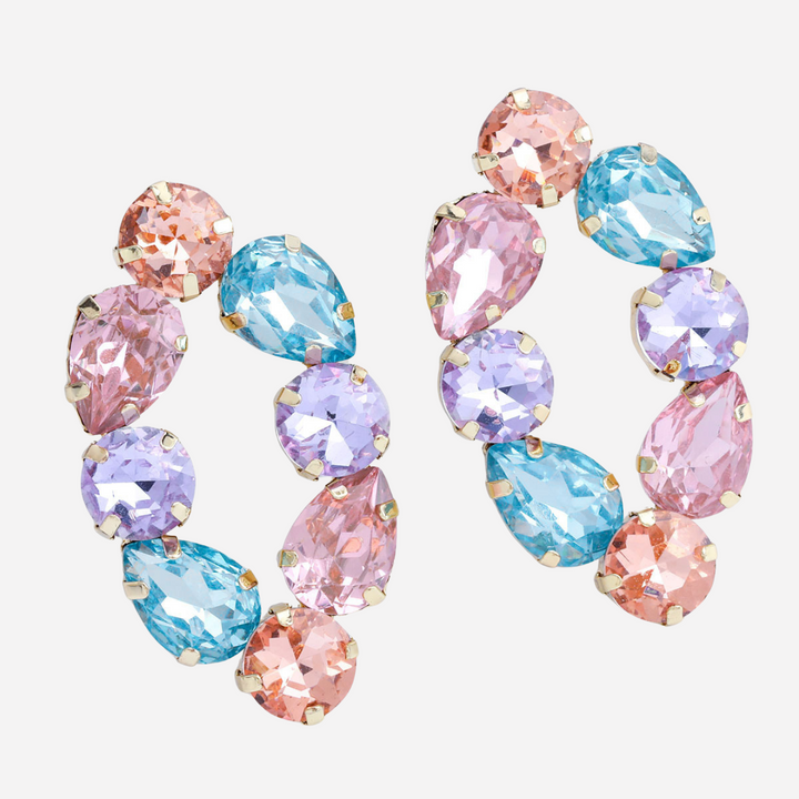 Teardrop Shape Earrings with Gemstones