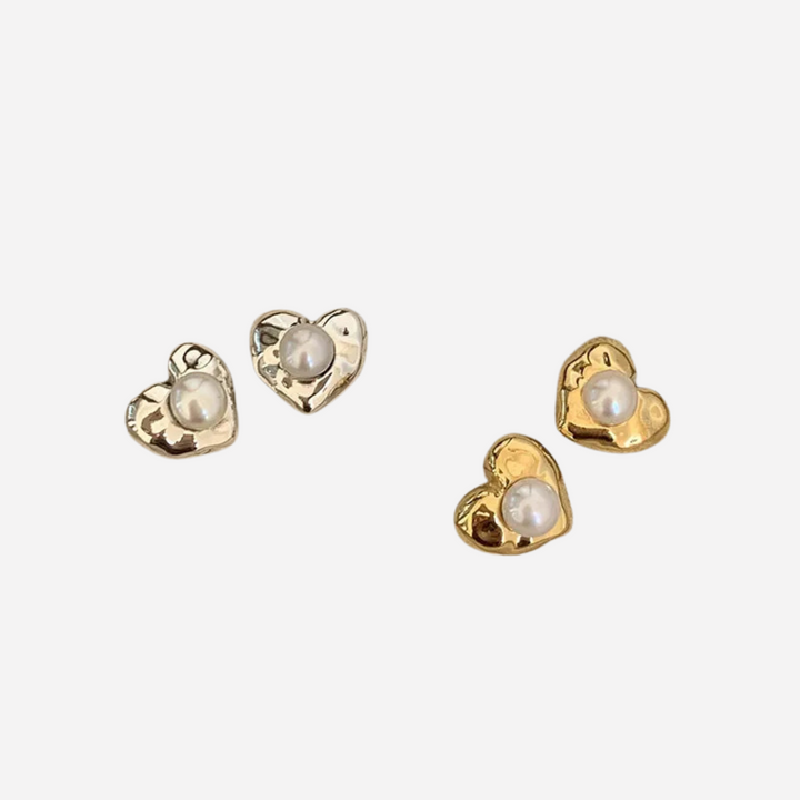 Heart-Shaped Freshwater Pearl Earrings