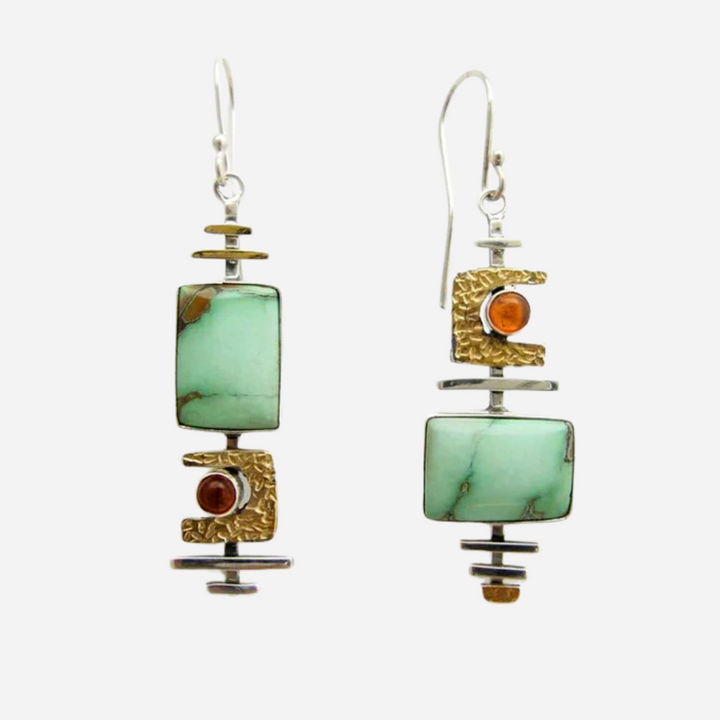Vintage Green Old Stone Earrings
