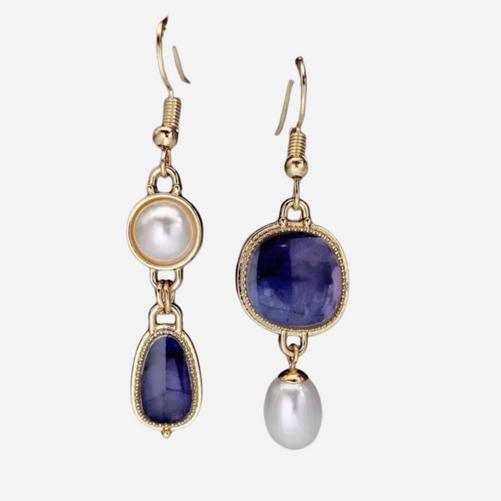 Vintage Blue Stone Bead Earrings