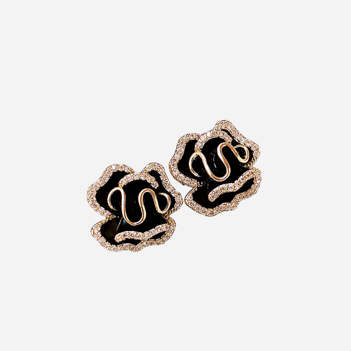 Elegant Black Lotus Earrings
