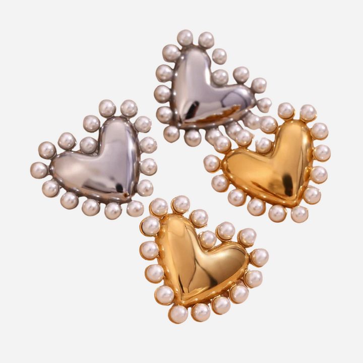 Pearl Heart Earrings