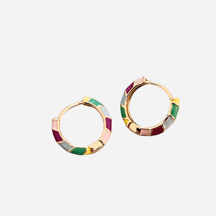 Elegant Earrings with Multicoloured Enamel
