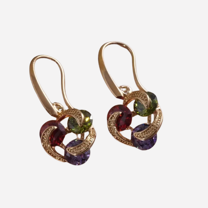 Colorful Zirconia Gold-Plated Earrings