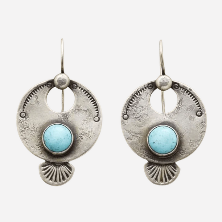 Vintage Turquoise Stone Rounded Earrings